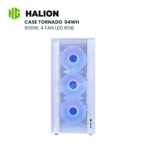 CASE HALION TORNADO 04WH, 600W, BLANCO, 4 FAN LED RGB
