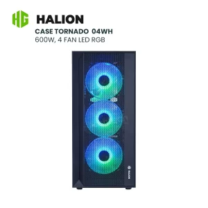 CASE HALION TORNADO 04WH, 600W, NEGRO, 4 FAN LED RGB