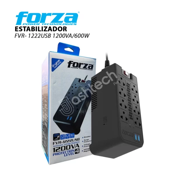 Estabilizador FORZA FVR- 1222USB, 600W 8 TOMAS