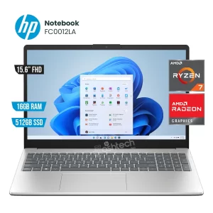 Laptop HP 15 FC0012LA- RYZEN 7 7730U, 16GB, 512GB, 15.6" FHD