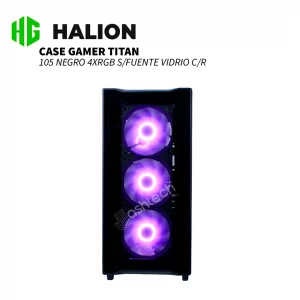CASE GAMER HALION TITAN 105 NEGRO 4XRGB- SIN FUENTE VIDRIO C-R