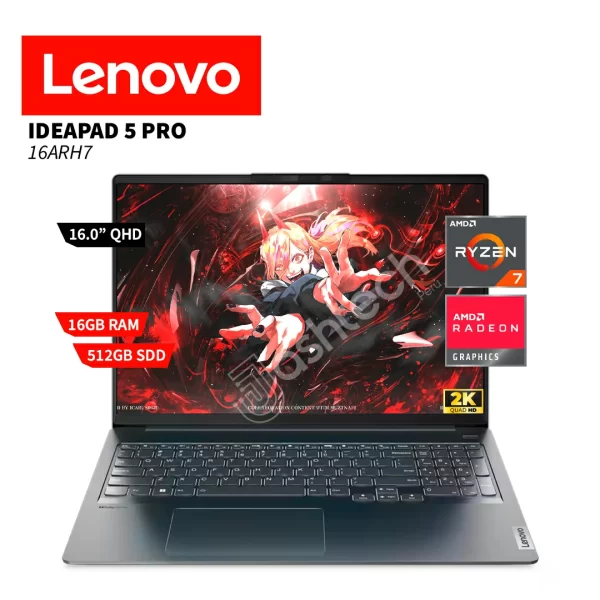 LAPTOP LENOVO IDEAPAD 5 PRO 16ARH7, RYZEN 7 6800HS, RAM 16GB, SSD 512GB, 16.0 PULGADAS 2K