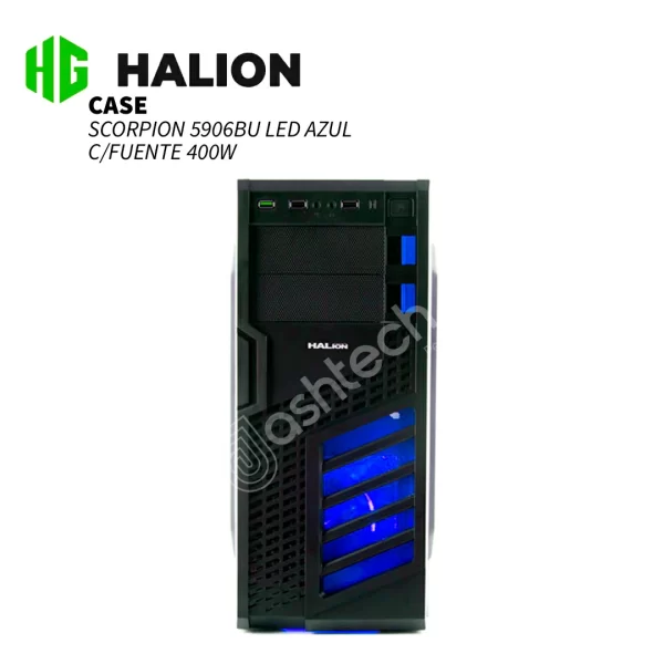 CASE SCORPION 5906BU LED AZUL CON FUENTE 400W