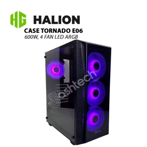 CASE GAMER HALION TORNADO E06 NEGRO, 600W, ARGB, V TEMPLADO