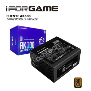 FUENTE DE PODER IFORGAME AK600, 80 PLUS BRONZE 600W