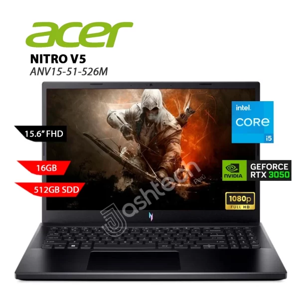 Laptop ACER NITRO V5 ANV15-51-526M, INTEL CORE I5 13420H, 16GB DDR5, SSD 512GB, RTX 3050 6GB, 15.6FHD IPS, W11