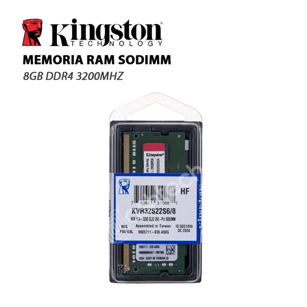 Memoria RAM SODIMM KINGSTON 8GB DDR4 3200MHZ