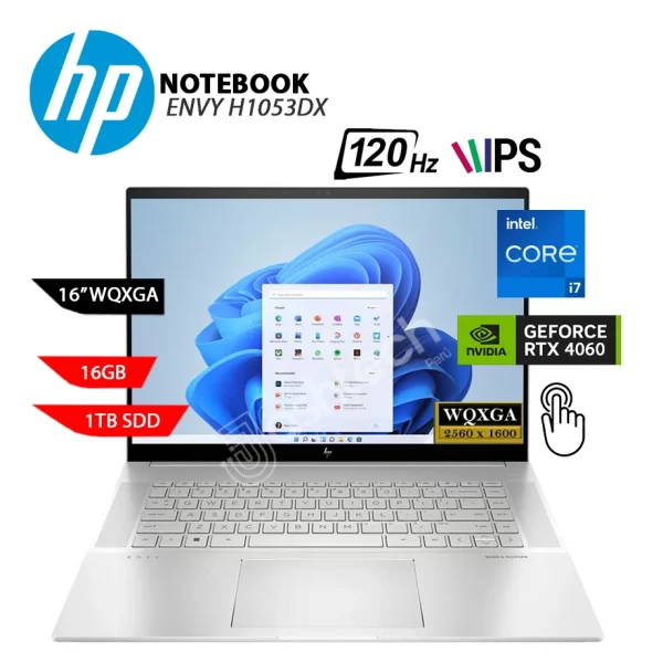 LAPTOP HP ENVY H1053DX-INTEL CORE I7 13700H, 16GB, SSD 1TB, RTX 4060 8GB, 16 WQXGA, Táctil, W11