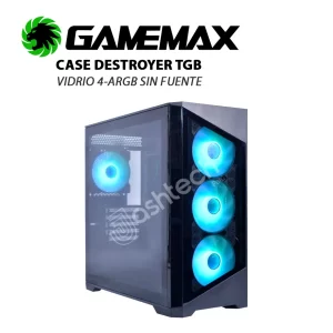 CASE GAMER GAMEMAX DESTROYER TGB NEGRO VIDRIO 4-ARGB SIN FUENTE