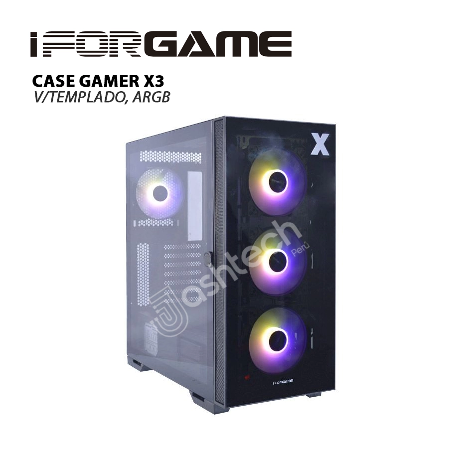 CASE GAMER IFORGAME X3, V TEMPLADO, ARGB