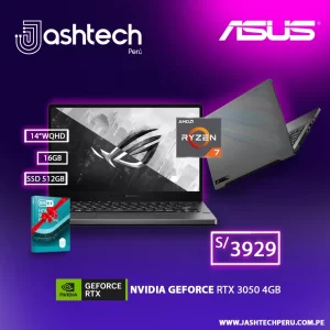 LAPTOP ASUS ZEPHYRUS GA401QC-K2148W- Ryzen 7 5800HS,16GB, 512GB, RTX 3050 4GB, 14 WQHD, W11