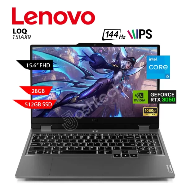 LAPTOP LENOVO LOQ 15IAX9- I5 12450HX, 28GB, 512GB, RTX 3050 6GB, 15.6 FHD