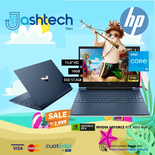 LAPTOP HP VICTUS FA0021LA-I5 12450H, 16GB, 512GB, RTX 3050 4GB, 15.6 FHD, W11 copia