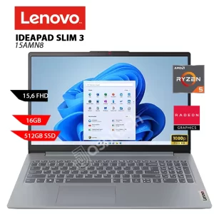 Laptop IDEAPAD SLIM 3 15AMN8- AMD RYZEN 5 7520U, 16GB, 512GB, 15.6" FHD