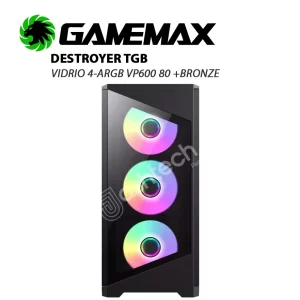 Case GAMER GAMEMAX DESTROYER TGB NEGRO VIDRIO 4-ARGB VP600 80+ BRONZE