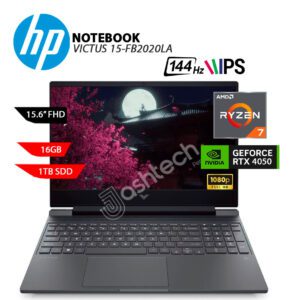 Laptop HP VICTUS 15-FB2020LA, AMD RYZEN 7 8845HS, 16GB DDR5, SSD 1TB, RTX  4050 6GB, 15.6" IPS LED, 144HZ