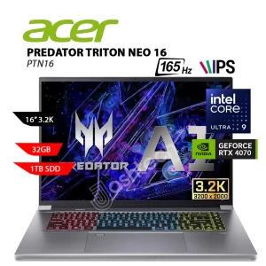 Laptop ACER PREDATOR TRITON NEO 16 CORE ULTRA 9 185H, 32GB DDR5, SSD 1TB, RTX 4070 8GB, 16 3.2K, W11
