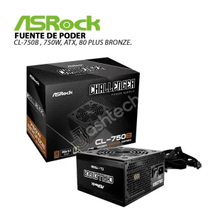 Fuente DE PODER ASROCK CL-750B , 750W, ATX, 80 PLUS BRONZE.