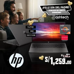 laptop HP 255 G10 AMD RYZEN 3 7320U, 8GB RAM, SSD 512GB, 15.6 HD