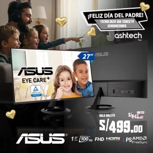 Monitor GAMING ASUS VZ27EHF, EYE CARE, UTRA SLIM, 27" IPS, FHD, 100HZ, 1MS