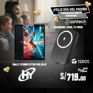 Tablet HYUNDAI HYTAB PRO 10LA2-8GB, 256GB, 10.1" ANDROID 13, GRIS + POWERBANK TEROS, TE-7052N, 8000mAh, PD20W